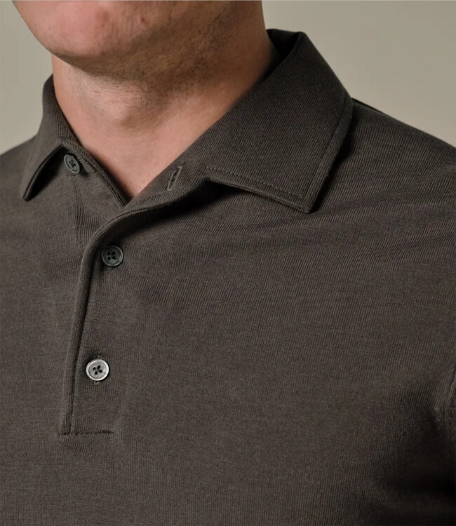 Profuomo PPXJ10005B bruin one piece polo lange mouw