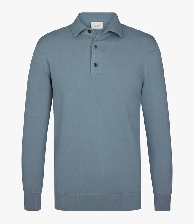 Profuomo PPXJ10005F grey blue one piece polo lange mouw
