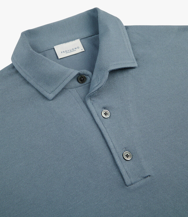 Profuomo PPXJ10005F grey blue one piece polo lange mouw