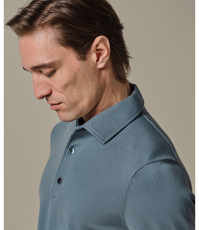 Profuomo PPXJ10005F grey blue one piece polo lange mouw