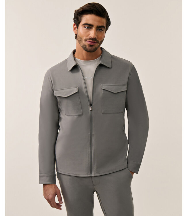 Cavallaro 123255011 Zerino overshirt faded grey met rits en dubbele borstzak