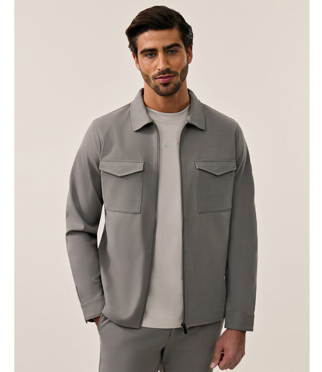 Cavallaro 123255011 Zerino overshirt faded grey met rits en dubbele borstzak
