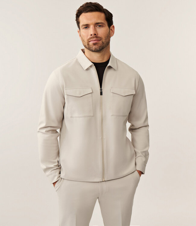 Cavallaro 123255011 Zerino overshirt dark kit met rits en dubbele borstzak