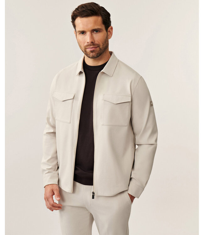 Cavallaro 123255011 Zerino overshirt dark kit met rits en dubbele borstzak