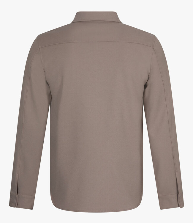 Cavallaro 123255011 Zerino overshirt taupe bruin met rits en dubbele borstzak