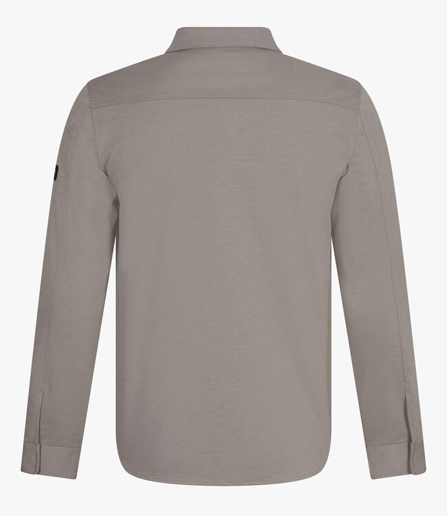 Cavallaro 123255012 Zanico overshirt taupe melange met rits en dubbele borstzak