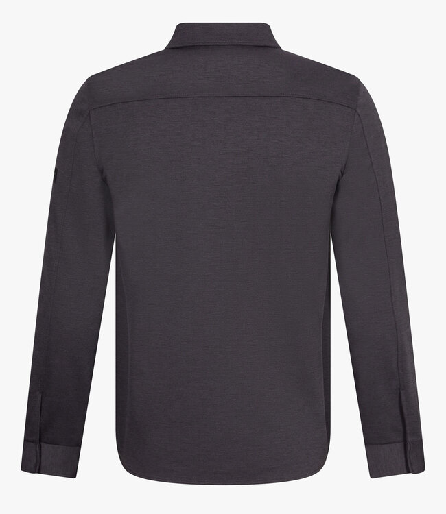 Cavallaro 123255012 Zanico overshirt antracite melange met rits en dubbele borstzak