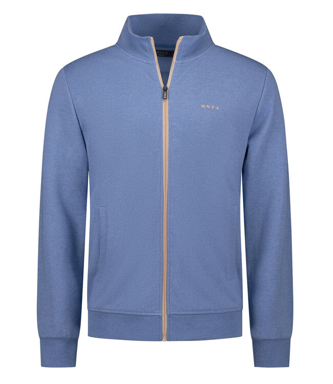 New Zealand Auckland 26AN300 2650 sweat vest classic blue melange blauw met rits en zakken