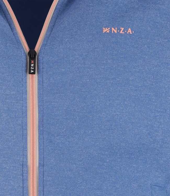 New Zealand Auckland 26AN300 2650 sweat vest classic blue melange blauw met rits en zakken