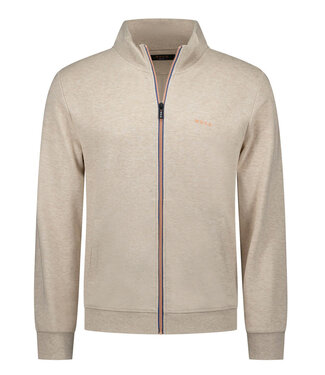 New Zealand Auckland sweat vest light cream melange beige met rits en zakken