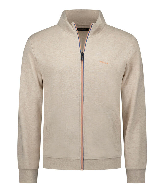 New Zealand Auckland 26AN300 1136 sweat vest light cream melange beige met rits en zakken