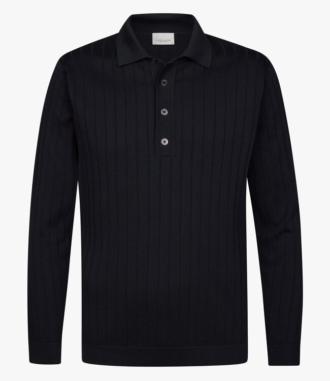 Thomas Maine PPXJ10021A donkerblauw lange mouw navy polo aero ease