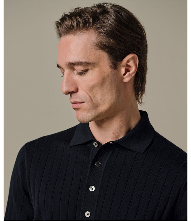 Profuomo PPXJ10021A donkerblauw lange mouw navy polo aero ease