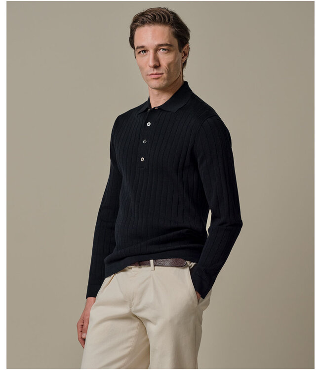 Profuomo PPXJ10021A donkerblauw lange mouw navy polo aero ease