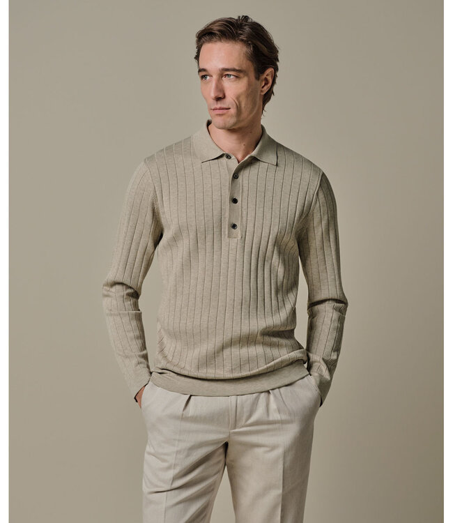 Profuomo PPXJ10021C beige lange mouw polo aero ease