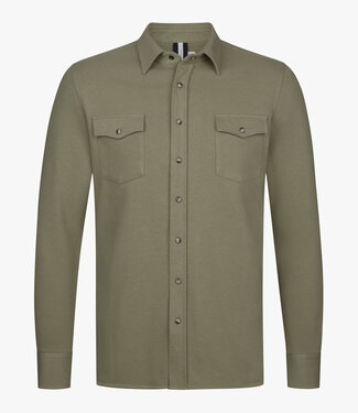 Profuomo PPXF10001G overshirt olijfgroen met drukknopen