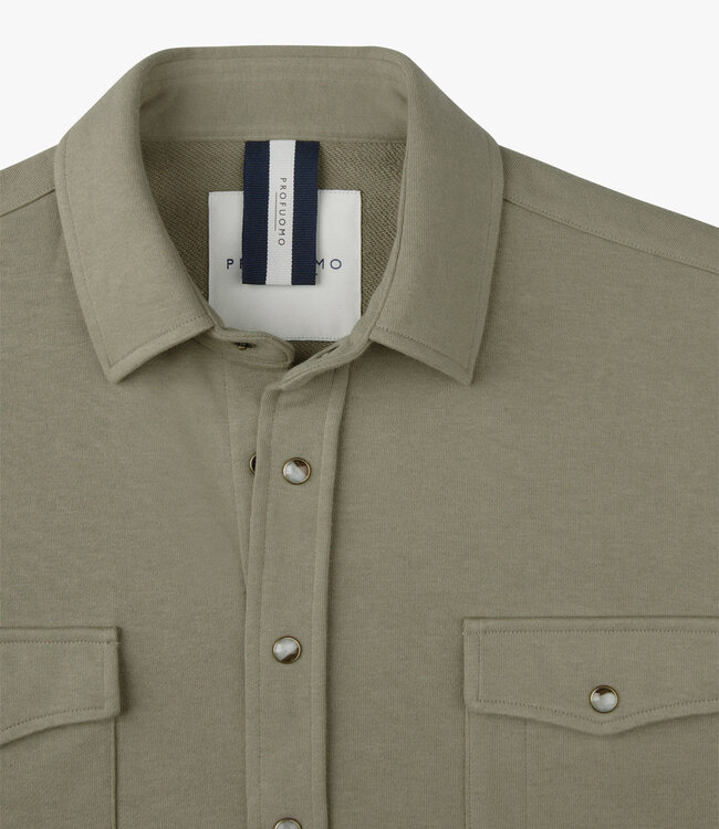 Profuomo PPXF10001G overshirt olijfgroen met drukknopen