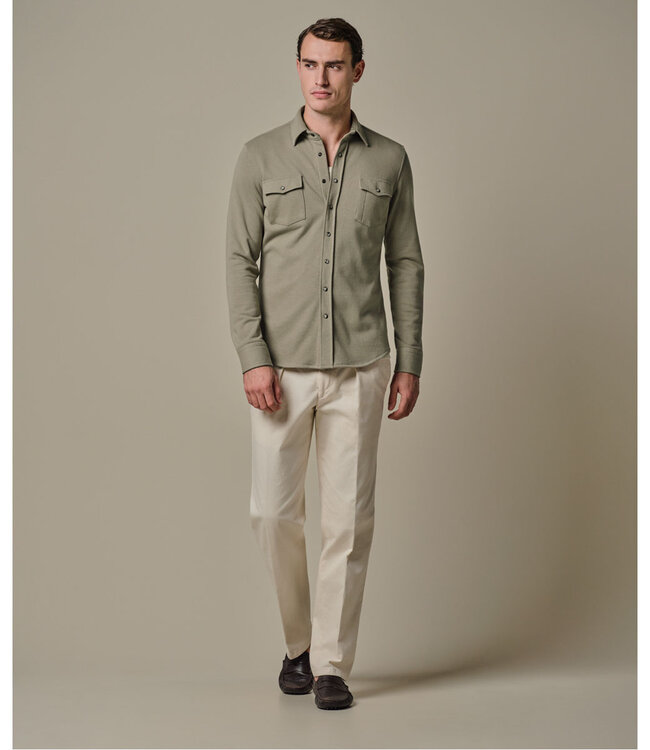 Profuomo PPXF10001G overshirt olijfgroen met drukknopen