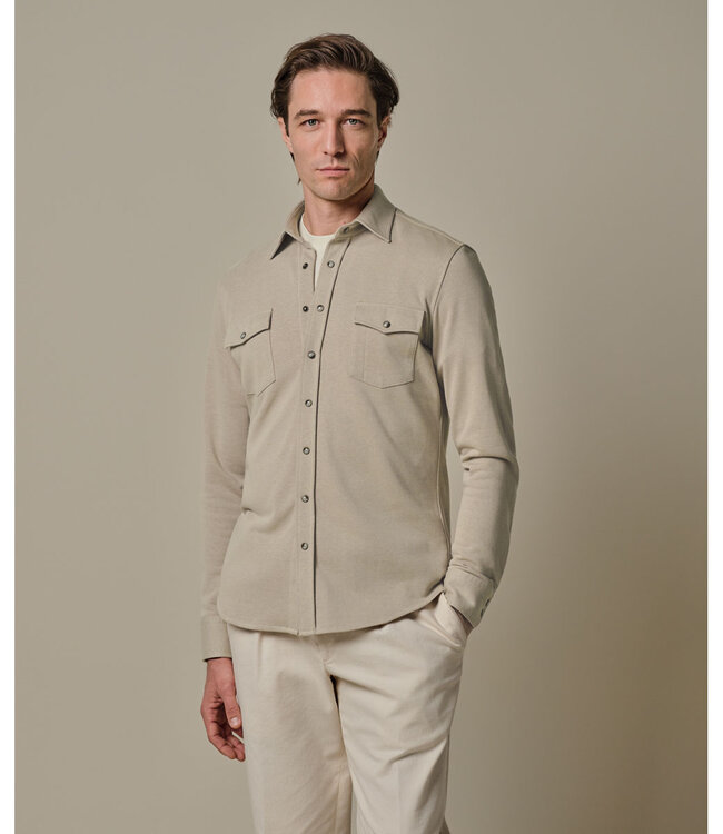 Profuomo PPXF10001B overshirt beige met drukknopen