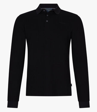 Cavallaro heren Basso polo lange mouw long sleeve zwart katoen stretch