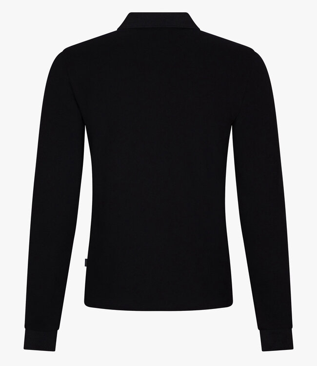 Cavallaro heren Basso polo lange mouw long sleeve zwart katoen stretch