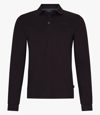 Cavallaro heren Basso polo lange mouw long sleeve donkerbruin katoen stretch
