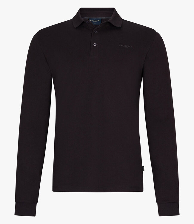 Cavallaro heren Basso polo lange mouw long sleeve donkerbruin katoen stretch