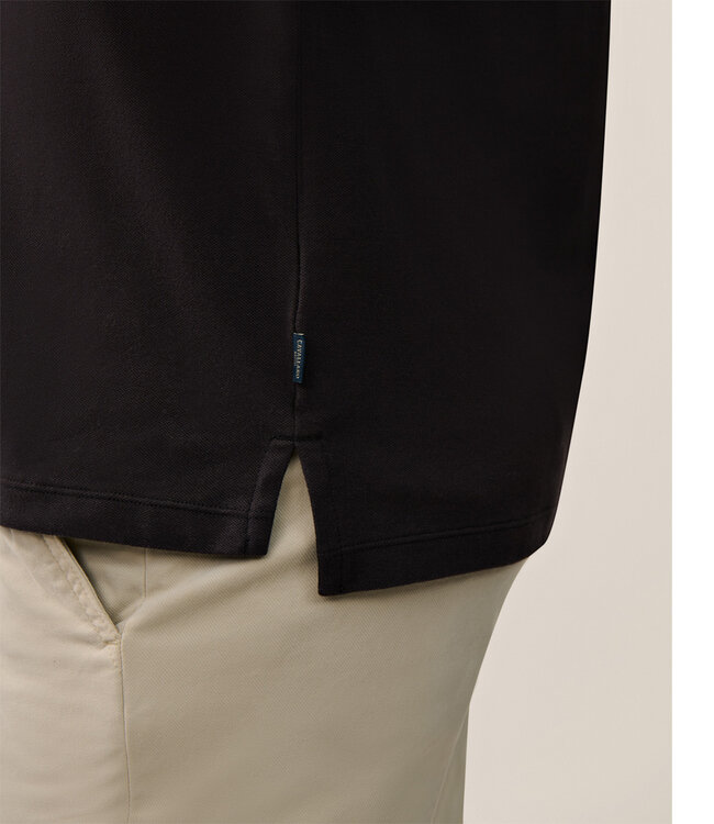 Cavallaro heren Basso polo lange mouw long sleeve donkerbruin katoen stretch