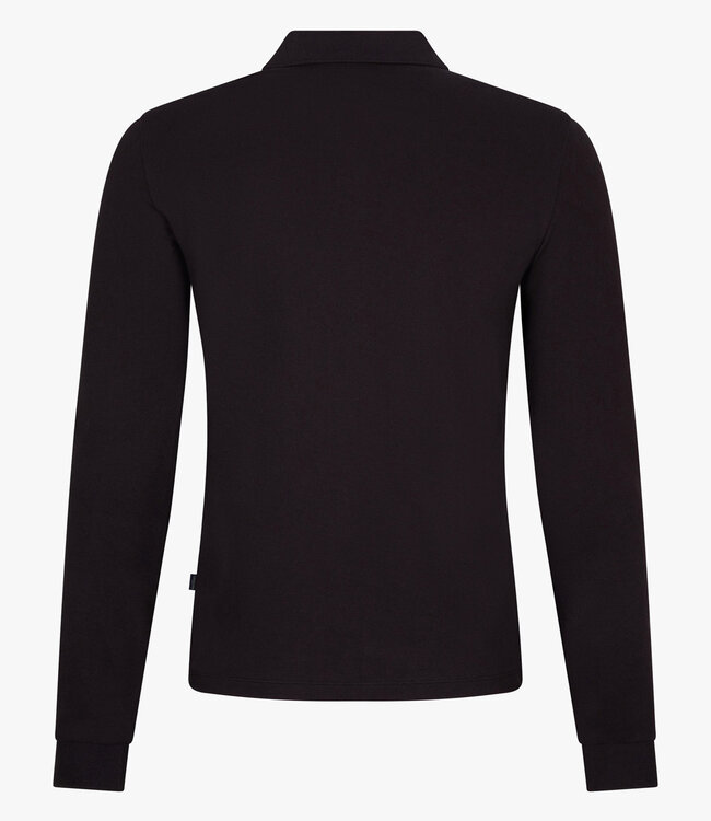 Cavallaro heren Basso polo lange mouw long sleeve donkerbruin katoen stretch