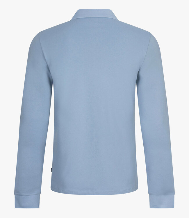 Cavallaro heren Basso polo lange mouw long sleeve blauw katoen stretch