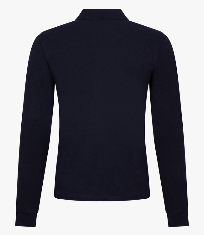 Cavallaro heren Basso polo lange mouw long sleeve donkerblauw katoen stretch