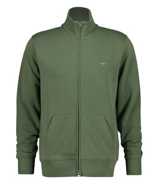 Gant heren olijfgroen sweat vest met rits