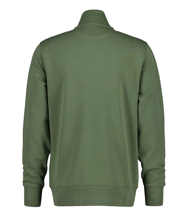 Gant 2008006 379 heren olijfgroen sweat vest met rits en zakken