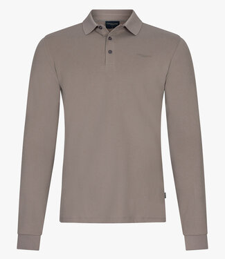 Cavallaro heren Basso polo lange mouw long sleeve taupe bruin katoen stretch