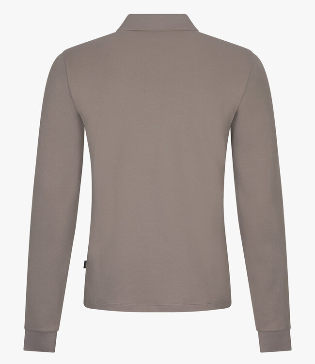 Cavallaro heren Basso polo lange mouw long sleeve taupe bruin katoen stretch