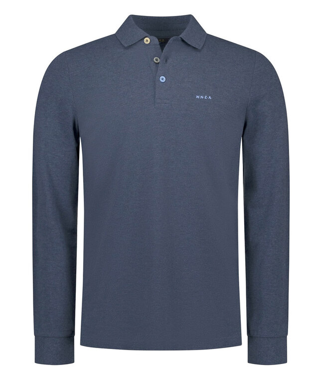 New Zealand Auckland 26BN221 2611 shadow navy melange polo lange mouw katoen