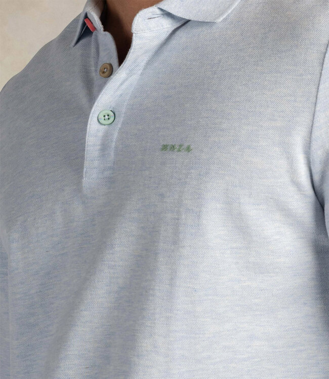 New Zealand Auckland 26BN221 2687 cool sky melange lichtblauw polo lange mouw katoen