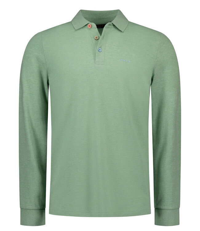 New Zealand Auckland 26BN221 1789 dewy green melange groen melange polo lange mouw katoen