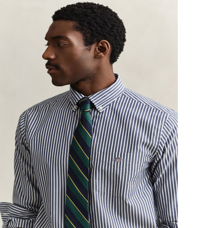 Gant 3000130-423 heren overhemd donkerblauw-wit streepje