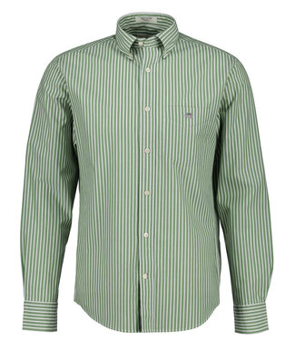 Gant heren overhemd olijfgroen-wit streepje