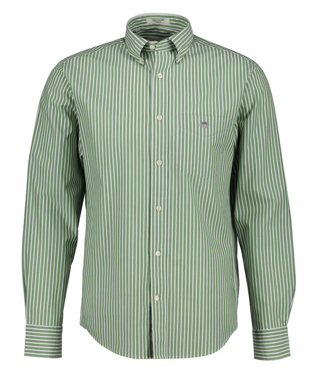 Gant 3000130-354 heren overhemd olijfgroen-wit streepje