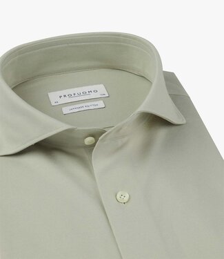 Profuomo slim fit overhemd japanese knitted groen light green