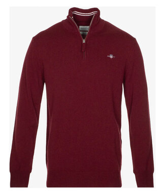 Gant heren bordeaux rood zipper trui ritsje