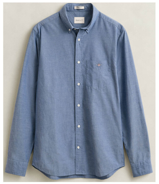 Gant 3000100-436 heren overhemd blauw poplin 1knoops button down