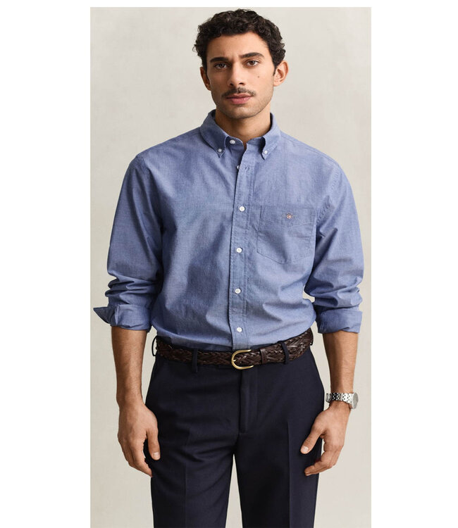 Gant 3000100-436 heren overhemd blauw poplin 1knoops button down