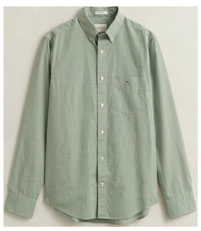 Gant 3000150-354 heren overhemd olijfgroen-wit ruitje button down