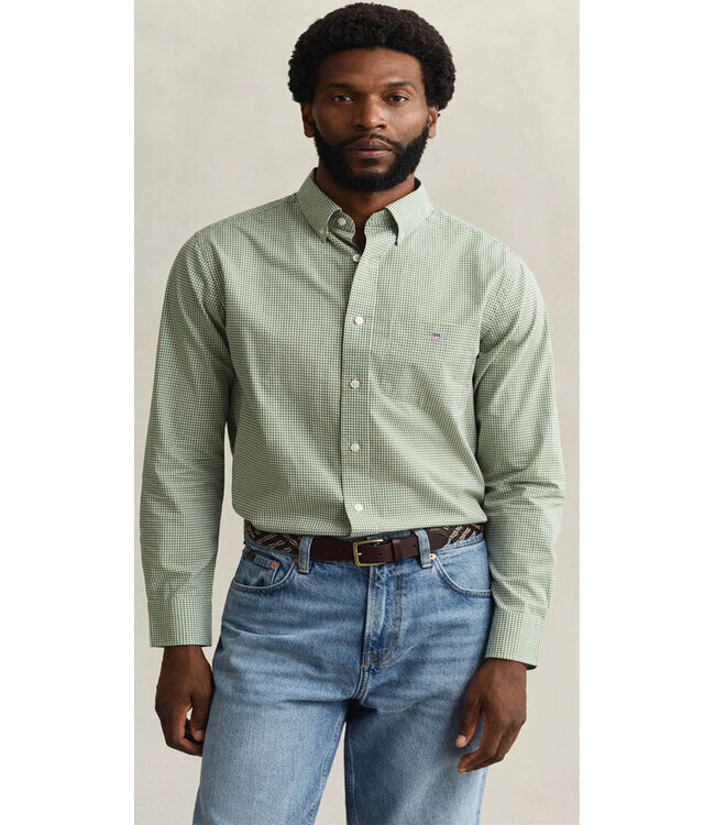 Gant 3000150-354 heren overhemd olijfgroen-wit ruitje button down