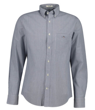 Gant overhemd donkerblauw wit fijn streepje lange mouw