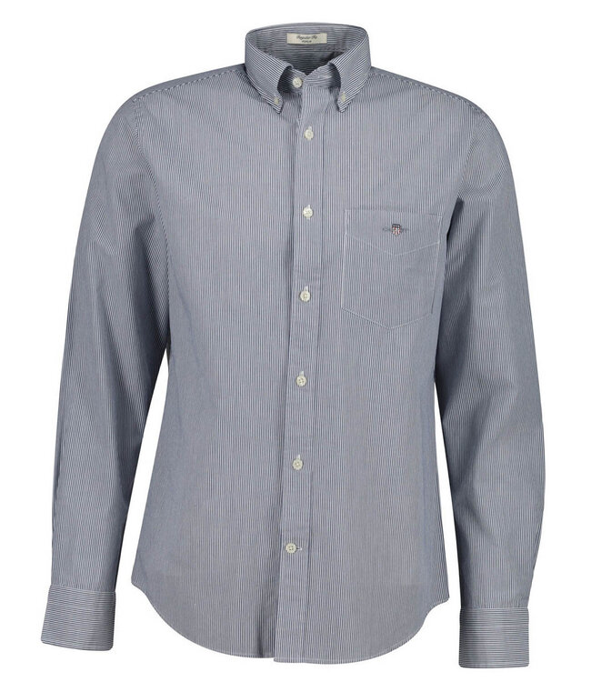 Gant 3000140 423 heren overhemd donkerblauw-wit streepje