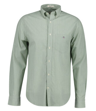 Gant overhemd olijfgroen wit fijn streepje lange mouw